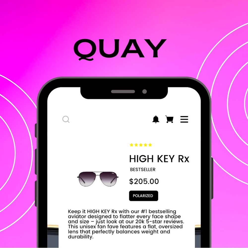 Quay Australia High Key Rx Sunglasses - Black Gradient Lenses
